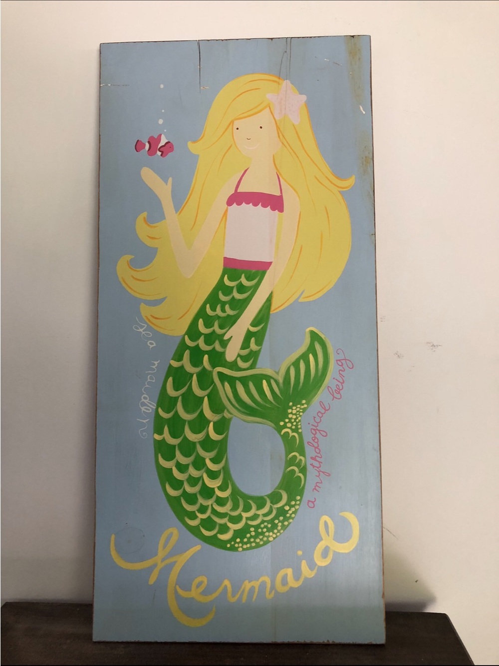 Pottery Barn Kids Mermaid Wall Panel - Blue, Green & Yellow